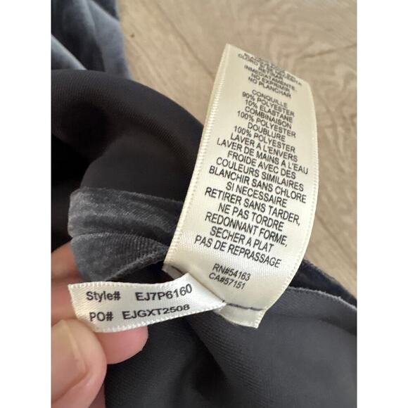 Eliza J Velvet One Shoulder Bow Evening Gown Dress Gray Size 6P NWT - Picture 10 of 12